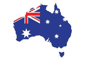 Flag of Australia placed over an outline map of Australia vector