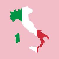 bandera de italia colocada sobre un mapa de contorno de italia vector