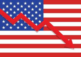 crisis económica con bandera de estados unidos vector