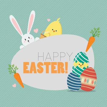 Happy easter with easter elements vector