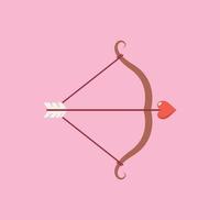 Cupid bow and an arrow with a heart vector
