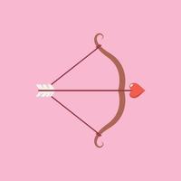 Cupid bow and an arrow with a heart vector