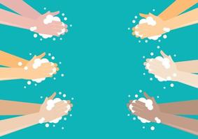 Peoples washing hands with soap vector