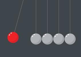 Red sphere hanging on threads hitting another pendulum group vector