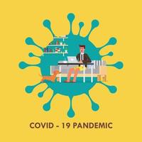 Man working from home Coronavirus concept vector