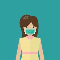 Woman wearing medical mask vector