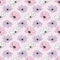 Garden cosmos flower repeat pattern, vector, spring design vector