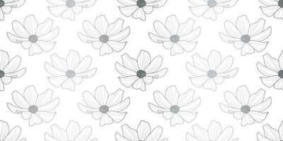 Garden cosmos flower vector pattern background, floral design