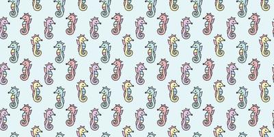 Seahorse seamless pattern, vector background,