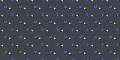 Dark paper plane seamless repeat pattern vector background