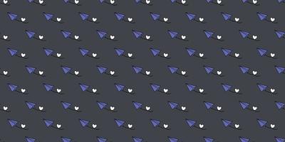 Dark paper plane seamless repeat pattern vector background