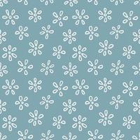 Blue and white floral pattern, seamless repeat with hand drawn flower doodles vector