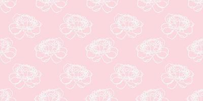 White and pink peony floral seamless vector repeat pattern