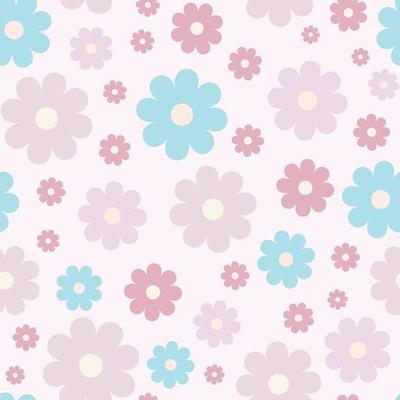 Floral vector pattern. Flower seamless repeat pattern background. Pastel floral design.