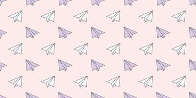 Purple paper plane seamless repeat pattern vector background