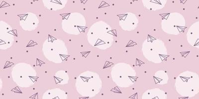 Pink paper plane seamless repeat pattern vector background