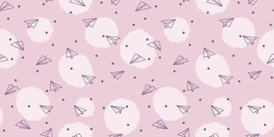 Pink paper plane seamless repeat pattern vector background