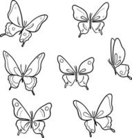 ilustraciones de mariposas vectoriales de arte lineal. vector