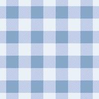 Blue gingham pattern, checkered plaid vector background, seamless repeat