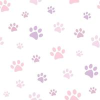 Purple and pink vector paw pattern for pets.