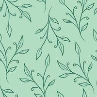 Elegant green vector pattern with hand drawn leaves