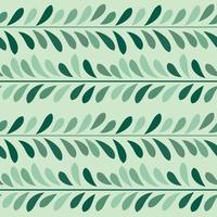 Green horizontal leaf vector pattern, seamless botanical print, garland background