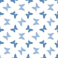 Blue seamless repeat pattern with butterflies vector