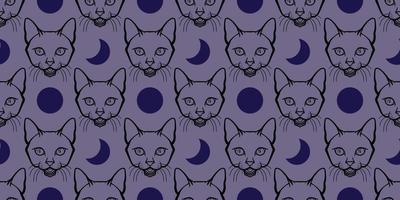 Cat seamless repeat pattern, Halloween vector background