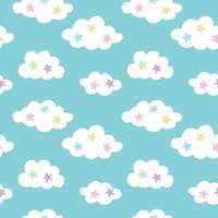Cute clouds seamless repeat pattern design vector