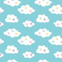 Cute clouds seamless repeat pattern design vector