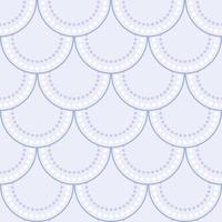 Geometric fish scale pattern, blue waves, seamless repeat background vector