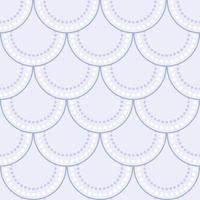 Geometric fish scale pattern, blue waves, seamless repeat background vector