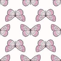 Butterfly seamless repeat pattern vector background, pink