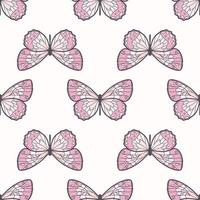 mariposa sin costuras patrón de repetición de fondo vectorial, rosa vector