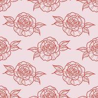 Red roses, floral vector pattern, romantic flower background