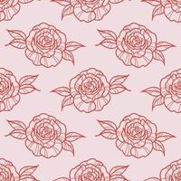 Red roses, floral vector pattern, romantic flower background