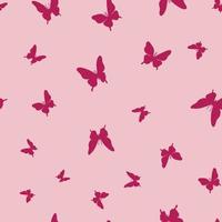 Vector butterfly seamless repeat pattern, red and pink  background.