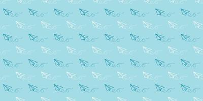 Blue paper plane seamless repeat pattern vector background