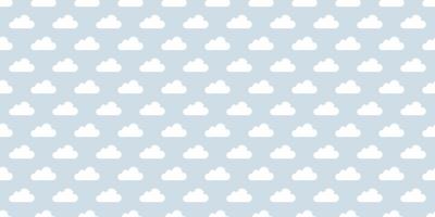 Blue sky white clouds seamless repeat pattern vector background