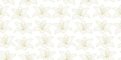 Gold lilies seamless repeat pattern vector background