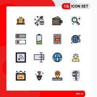 Mobile Interface Flat Color Filled Line Set of 16 Pictograms of system dns accessories zoom magnifier Editable Creative Vector Design Elements