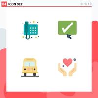 Modern Set of 4 Flat Icons Pictograph of contact travel call tick hand Editable Vector Design Elements