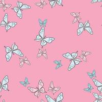 Vector butterfly seamless repeat pattern design background. Pink pattern.