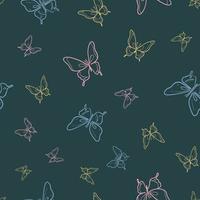 Vector butterfly seamless repeat pattern, dark background.