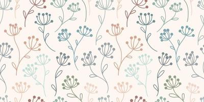 Pastel floral vector pattern, seamless background with flowers, endless repeat