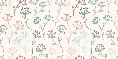 Pastel floral vector pattern, seamless background with flowers, endless repeat