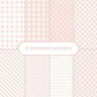 Pastel peach and white geometric abstract repeat patterns, set. vector