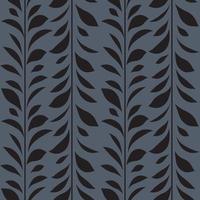 Black and grey leaf vector pattern, seamless botanical print, garland background