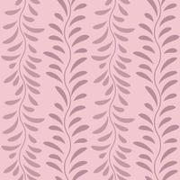 Pink leaf vector pattern, seamless botanical print, garland background,