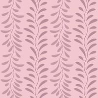 Pink leaf vector pattern, seamless botanical print, garland background,